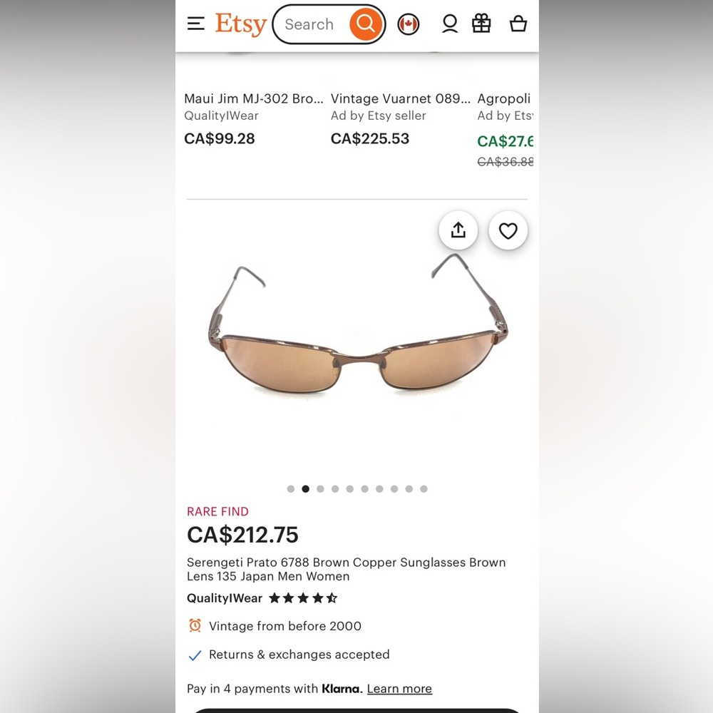 Serengeti Prato vintage sunglasses. Brown lens (polarized) men/women